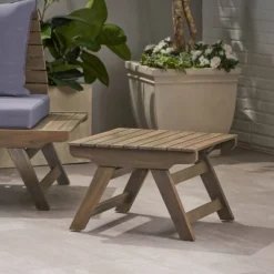 Sedona Acacia Wood Patio Side Table Gray - Christopher Knight Home