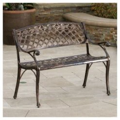 Hamilton Cast Aluminum Patio Bench- Copper - Christopher Knight Home -Christopher Knight Home GUEST 58491ce1 6f98 49b1 96a3 cf2195eb70f0