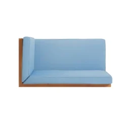 2pc Brava Outdoor Acacia Wood Right Arm Loveseat & Coffee Table With Cushion Teak/Blue - Christopher Knight Home -Christopher Knight Home GUEST 588da207 a0f3 434c 8079 e93b0cf3c2e1