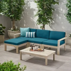 5pc Santa Ana Acacia Wood Patio Sofa Sectional Set - Christopher Knight Home -Christopher Knight Home GUEST 58d0cfa4 cac0 4bbd b62c 697b16c21136