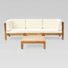 Brava 4pc Acacia Modular Sofa And Table Set - Teak/Beige - Christopher Knight Home