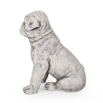Concrete Adena Outdoor Dog Garden Statue - Antique White - Christopher Knight Home 3 Concrete Adena Outdoor Dog Garden Statue - Antique White - Christopher Knight Home - Image 3