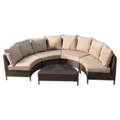 Newton 5pc Wicker Patio Lounge Set- Brown - Christopher Knight Home