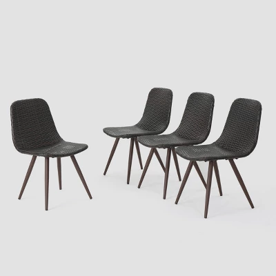 Gila 4pk Wicker Dining Chairs - Brown - Christopher Knight Home 1 Gila 4pk Wicker Dining Chairs - Brown - Christopher Knight Home