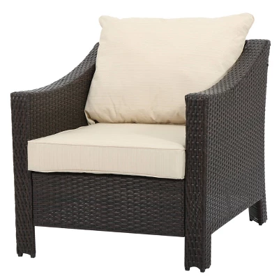 Antibes 3pc Wicker Chat Set With Cushions - Christopher Knight Home 2 Antibes 3pc Wicker Chat Set With Cushions - Christopher Knight Home - Image 2