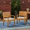 Nestor 2pk Acacia Wood Dining Chairs - Natural/Cream - Christopher Knight Home