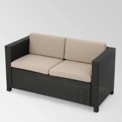 Puerta 5pc Wicker Sofa Chat Set - Dark Brown/Beige - Christopher Knight Home -Christopher Knight Home GUEST 5e5b26c7 8065 4a4e a7f3 0abba7a1eff8