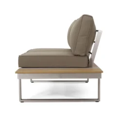 Sterling 4pc Outdoor Aluminum V Shaped 5 Seater Sofa With Cushions - Khaki/Natural - Christopher Knight Home -Christopher Knight Home GUEST 5ead9e38 907b 4b4d 995f 20ab0cd79a90