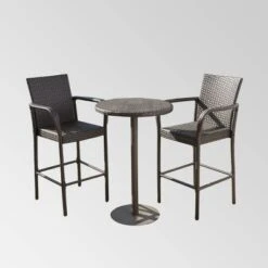 Stella 3pc Wicker 26" Round Bar Set Multibrown - Christopher Knight Home