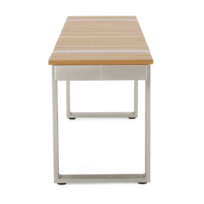 Cibola Outdoor Aluminum Dining Bench - Natural/Silver - Christopher Knight Home 2 Cibola Outdoor Aluminum Dining Bench - Natural/Silver - Christopher Knight Home - Image 2