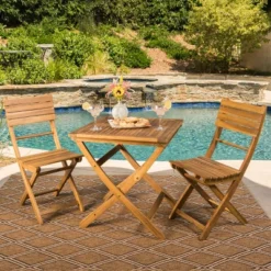 Positano 3pc Acacia Wood Foldable Bistro Set - Christopher Knight Home -Christopher Knight Home GUEST 640ea39d 3cad 42cf 8135 104b360f6e78