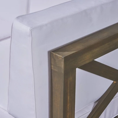 Thasos 10pc Acacia U-Shaped Farmhouse Sectional Sofa Set With Fire Pit - Gray/White/Dark Gray - Christopher Knight Home 6 Thasos 10pc Acacia U-Shaped Farmhouse Sectional Sofa Set With Fire Pit - Gray/White/Dark Gray - Christopher Knight Home - Image 6