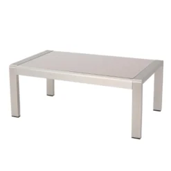 Cape Coral Rectangle Aluminum Coffee Table With Glass Top - Christopher Knight Home -Christopher Knight Home GUEST 645ddde0 1af9 471a a38f bbcc741d6efc