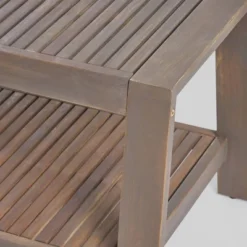 2pc Grenada Acacia Wood Patio Chat Set With Sunbrella Cushions Gray/Navy - Christopher Knight Home -Christopher Knight Home GUEST 64b6ccdd 0fd7 481c b5c8 e9c42a3f19b2