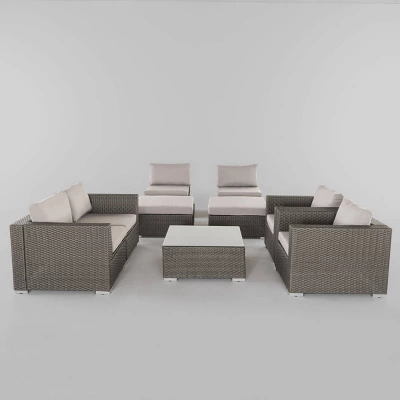 Santa Rosa 9pc Wicker Patio Sectional Sofa Set - Gray/Silver - Christopher Knight Home 1 Santa Rosa 9pc Wicker Patio Sectional Sofa Set - Gray/Silver - Christopher Knight Home