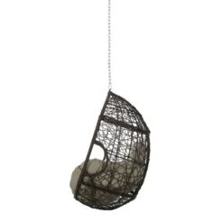Castaic Indoor/Outdoor Wicker Hanging Chair With 8' Chain - Brown/Khaki - Christopher Knight Home -Christopher Knight Home GUEST 6579027d d33b 406b 8450 06b5cfa0efd4