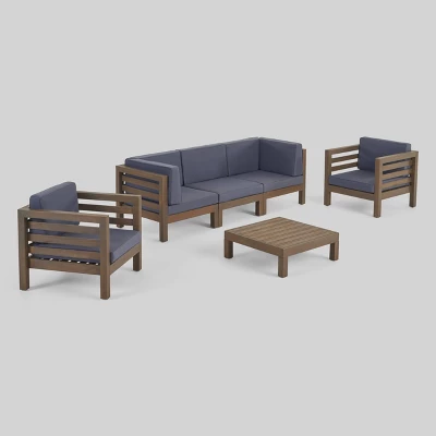 Oana 6pc Acacia Wood Sofa Chat Set - Gray/Dark Gray - Christopher Knight Home 1 Oana 6pc Acacia Wood Sofa Chat Set - Gray/Dark Gray - Christopher Knight Home