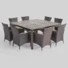 9pc Bragdon Aluminum Wicker Patio Dining Set Black - Christopher Knight Home