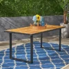 Kyston Rectangle Acacia & Iron Dining Table - Black/Teak - Christopher Knight Home