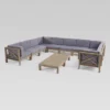 Brava 12 Pc Acacia Sectional Sofa And Table Set - Gray/Dark Gray - Christopher Knight Home