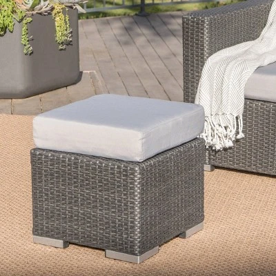 Santa Rosa Wicker Outdoor Patio Ottoman Seat - Gray/Silver - Christopher Knight Home 1 Santa Rosa Wicker Outdoor Patio Ottoman Seat - Gray/Silver - Christopher Knight Home