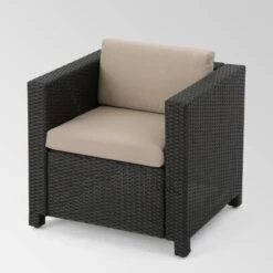 Puerta 5pc Wicker Sofa Chat Set - Dark Brown/Beige - Christopher Knight Home -Christopher Knight Home GUEST 6b8bfd8d d72d 43f8 99ee 850300b86ddd