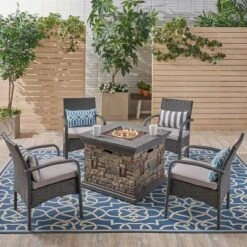 Christopher Knight Home 5pc Cordoba Wrought Iron Outdoor Patio Fire Pit Furniture Set With Club Chairs -Christopher Knight Home GUEST 6c610e3c 283f 40ed 85e2 2e1036d6ff5c