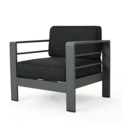 Cape Coral 3pc Aluminum Chat Set - Gray/Dark Gray - Christopher Knight Home -Christopher Knight Home GUEST 6d94db66 5e3a 4c3c 9a43 1fc34c2b3a9e