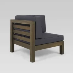 Oana 5pc Acacia Wood V-Shaped Sectional Sofa Set - Gray/Dark Gray - Christopher Knight Home -Christopher Knight Home GUEST 6e03ff39 e1ad 4263 8240 4cef1a2c3580