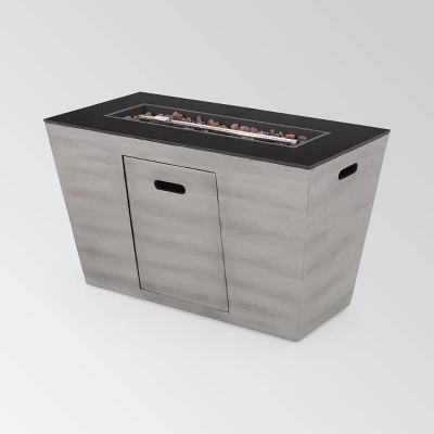 Langton Rectangular 40" Light Weight Concrete Gas Fire Pit Dark Gray - Christopher Knight Home 6 Langton Rectangular 40" Light Weight Concrete Gas Fire Pit Dark Gray - Christopher Knight Home - Image 6