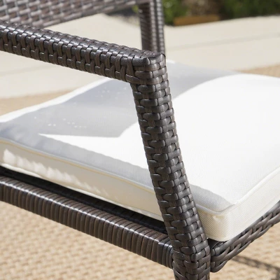 Sherman Oaks 6pc Aluminum/Wicker Patio Dining Set - Brown/White - Christopher Knight Home 4 Sherman Oaks 6pc Aluminum/Wicker Patio Dining Set - Brown/White - Christopher Knight Home - Image 4