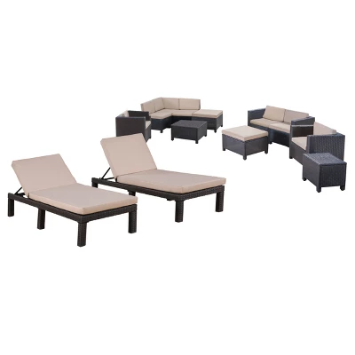 Puerta 13pc Wicker Patio Set - Dark Brown - Christopher Knight Home 1 Puerta 13pc Wicker Patio Set - Dark Brown - Christopher Knight Home