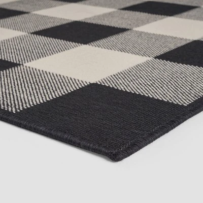 Crossroads Check Outdoor Rug Black/Ivory - Christopher Knight Home 1 Crossroads Check Outdoor Rug Black/Ivory - Christopher Knight Home
