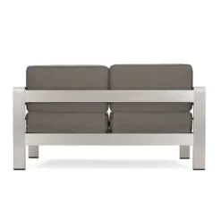 Cape Coral 5pc Aluminum And MGO Seating Set With Fire Table Khaki/Light Gray - Christopher Knight Home -Christopher Knight Home GUEST 72369f1a e599 4d30 93cb 877b6f8ed328