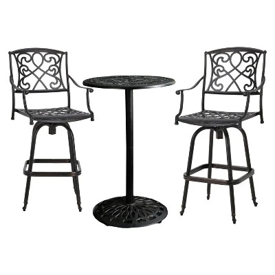 Santa Maria 3-piece Cast Aluminum Patio Bistro Bar Set - Copper - Christopher Knight Home 1 Santa Maria 3-piece Cast Aluminum Patio Bistro Bar Set - Copper - Christopher Knight Home
