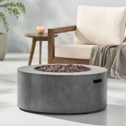 Wellington Outdoor 40000 BTU Circular Fire Pit With Concrete Finish - Christopher Knight Home -Christopher Knight Home GUEST 7379b692 139b 429f a5a5 b5f4cf9914ce