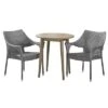 Louisa 3pc Acacia & Wicker Bistro Set - Gray - Christopher Knight Home