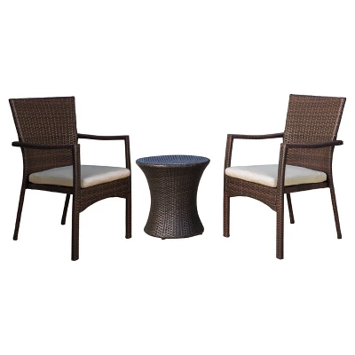 Corsica 3pc All-Weather Wicker Patio Chair Set - Brown - Christopher Knight Home 1 Corsica 3pc All-Weather Wicker Patio Chair Set - Brown - Christopher Knight Home