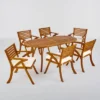 Hermosa 7pc Acacia Wood Oval Dining Set - Teak/Cream - Christopher Knight Home
