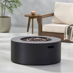 Wellington Outdoor 40000 BTU Circular Fire Pit Dark Gray - Christopher Knight Home -Christopher Knight Home GUEST 761c3f09 1956 4167 a536 6d1ce3ee1e20