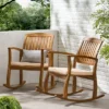 Selma 2pk Acacia Wood Rocking Chair - Teak/White - Christopher Knight Home