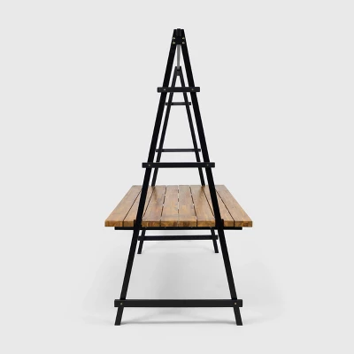 Huckleberry Rectangle Acacia Wood Patio Dining Table With Iron Plant Hanger Teak/Black - Christopher Knight Home 2 Huckleberry Rectangle Acacia Wood Patio Dining Table With Iron Plant Hanger Teak/Black - Christopher Knight Home - Image 2