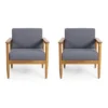 Magnolia 2pc Patio Acacia Wood Club Chairs - Teak/Dark Gray - Christopher Knight Home