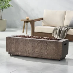 Wellington Outdoor 50000 BTU Rectangular Fire Pit Wood Pattern Brown - Christopher Knight Home -Christopher Knight Home GUEST 796a4bfe e099 4671 8c44 856d4a07f048