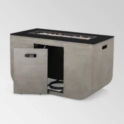 Adio Rectangular 40" Light Weight Concrete Gas Fire Pit Light Gray - Christopher Knight Home -Christopher Knight Home GUEST 7b6e25fc df87 4dab 816d c3fab7210a3b