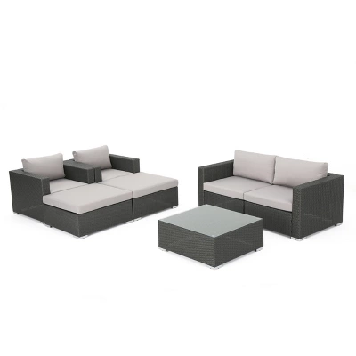 Santa Rosa 7pc Wicker Chat Set - Gray/Silver - Christopher Knight Home 1 Santa Rosa 7pc Wicker Chat Set - Gray/Silver - Christopher Knight Home