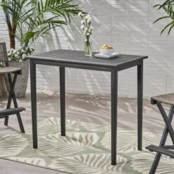 Polaris Acacia Wood Rectangle Bar Table Dark Gray - Christopher Knight Home