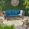 Ottavio Outdoor Acacia Wood Expandable Daybed With Cushions - Dark Teal/Gray - Christopher Knight Home