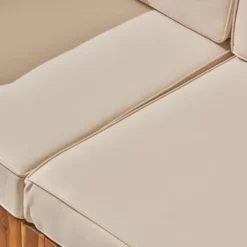 Oana 5pc Acacia Wood V-Shaped Sectional Sofa Set Teak/Beige - Christopher Knight Home -Christopher Knight Home GUEST 7f194420 d9ff 46ab a001 6dbfc83a09d6