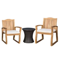 Avalon 3pc Acacia Chat Set - Teak/Brown - Christopher Knight Home